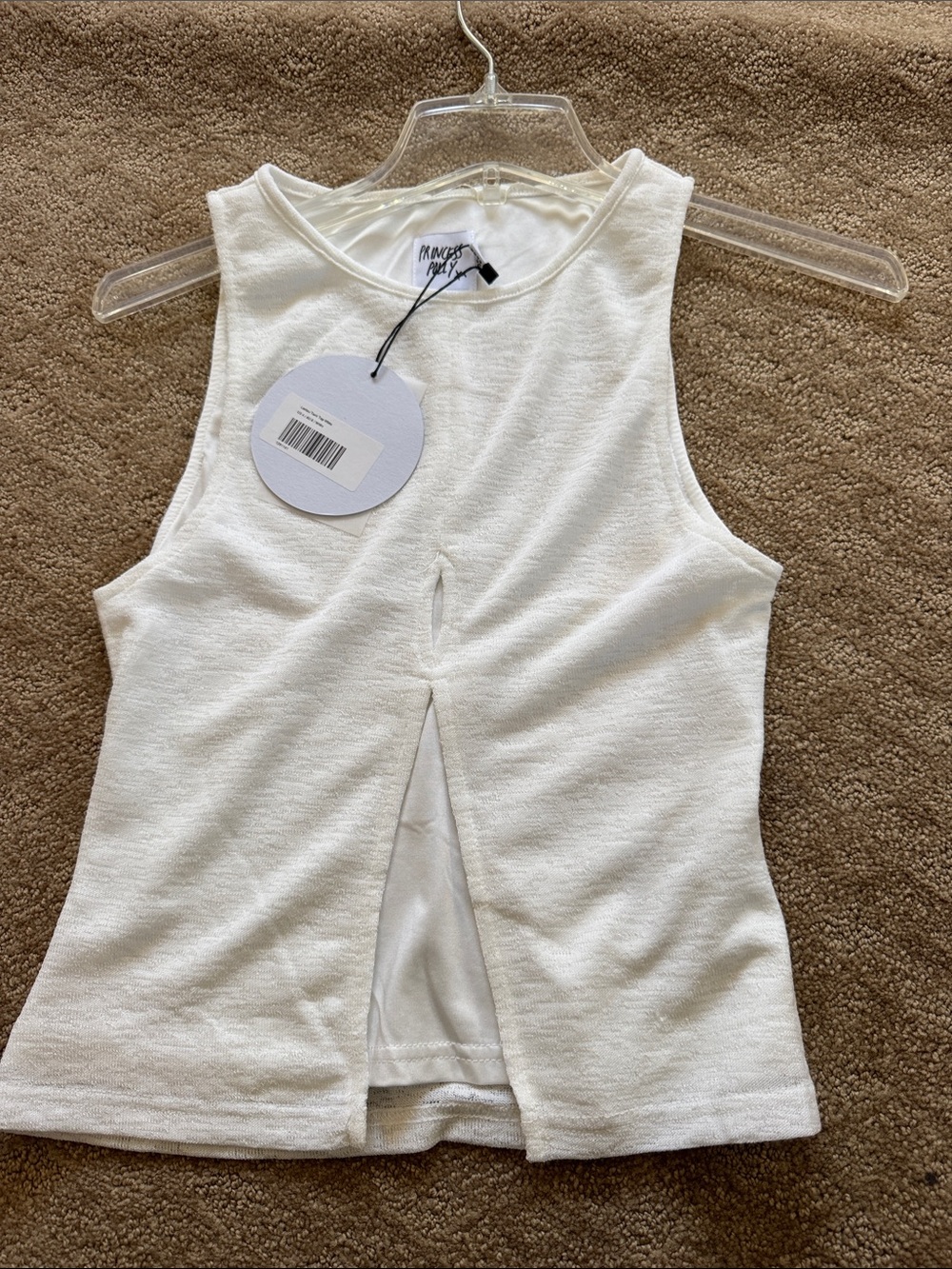 Princess Polly Collections Cream Sleeveless Tank with Front Slit